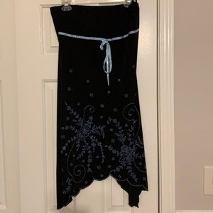 Black Strapless Mini with Blue Bling